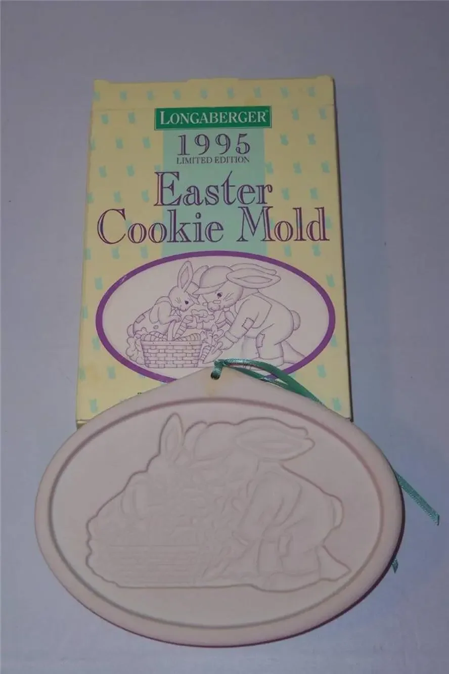 Longaberger Easter Cookie Mold 1995 Grandpa Bunny & Herbie -071401